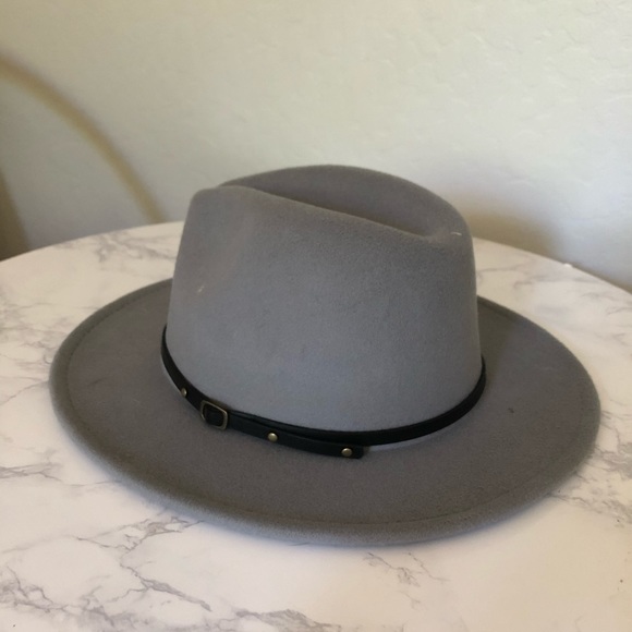 Gray Women Belt Buckle Fedora Hat - Picture 3 of 5